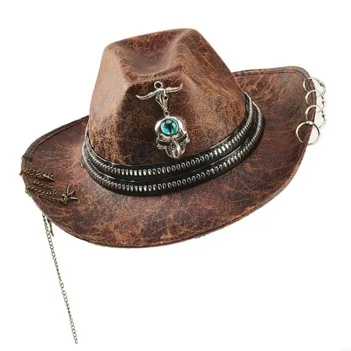 Chapeau seau élégant avec embellissement chaîne gothique
