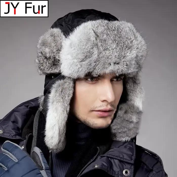 Chapeau bombardier en fourrure de lapin pour hommes et femmes