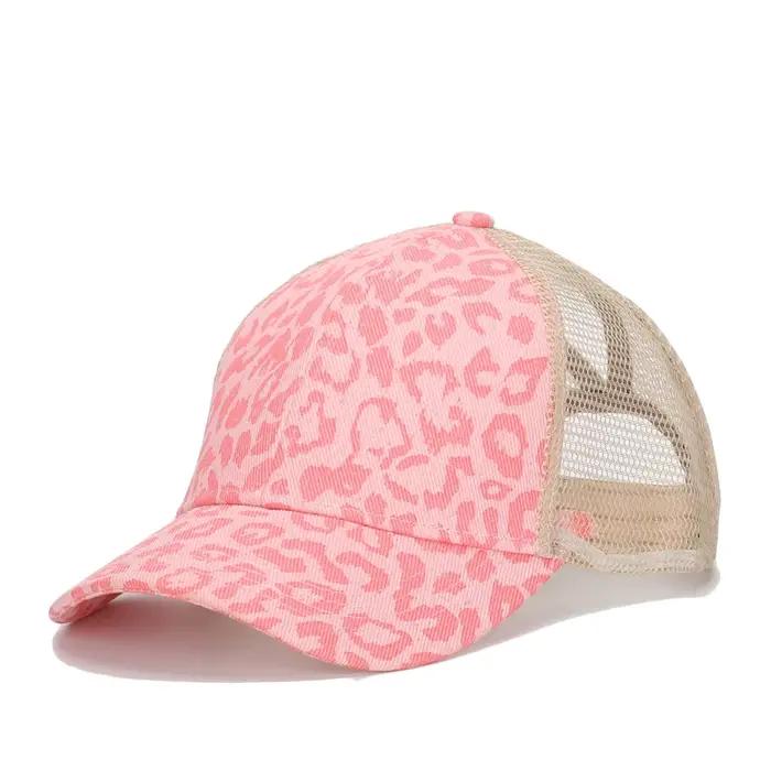 Nouvelle casquette de baseball européenne à imprimé léopard pour queue de cheval haute - Chapeau de soleil camouflage