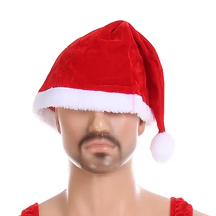 Casquette de Noël en peluche rouge unisexe pour homme et femme, costume de cosplay, accessoire de fête pour hiver et nouvel an