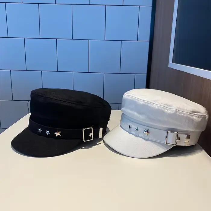 Béret noir pour femme, style rétro britannique