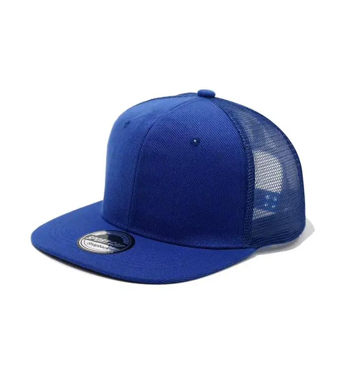 Chapeau en filet à bord plat 6 pièces hip-hop avec logo personnalisé