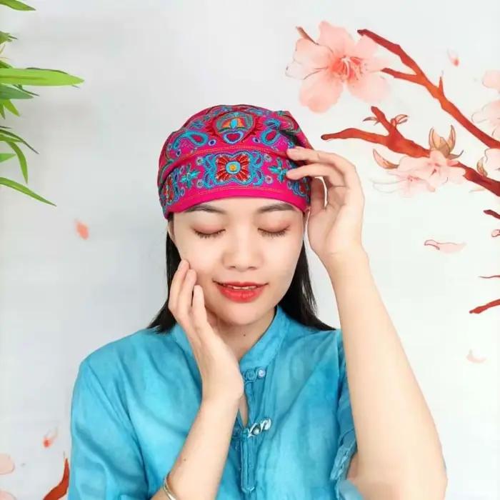 Couleur unie Style ethnique Skullies chapeau broderie fleur de cajou bonnets casquette tout-match Pile