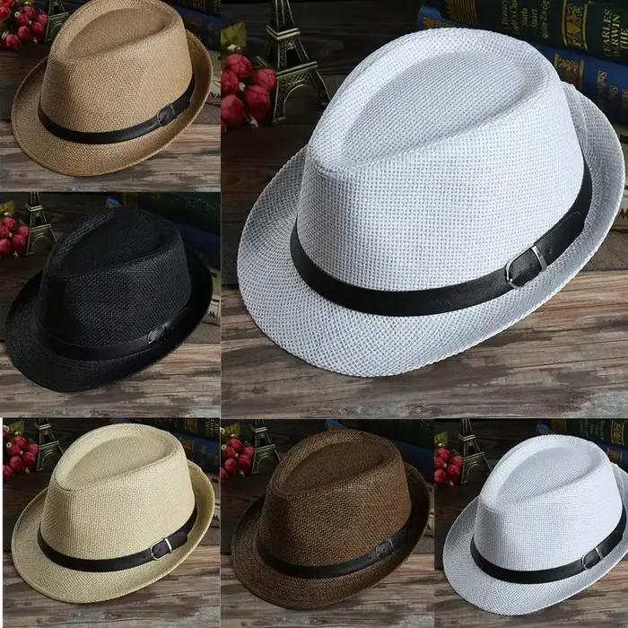 Gentleman Chapeau de soleil vacances hommes paille Cowboy été rétro Panama voyage