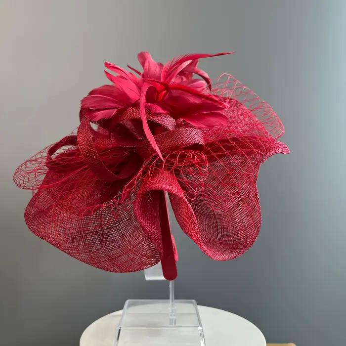 Chapeau fascinateur femme élégant bandeau fleuri plumes pour mariage goûters courses de chevaux garden-parties cocktails