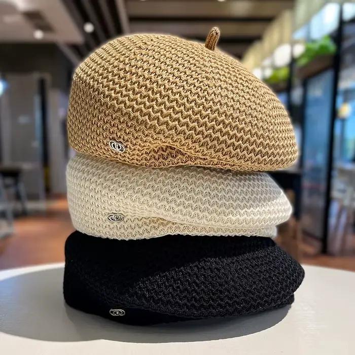 Béret de printemps avec étiquette pour femme