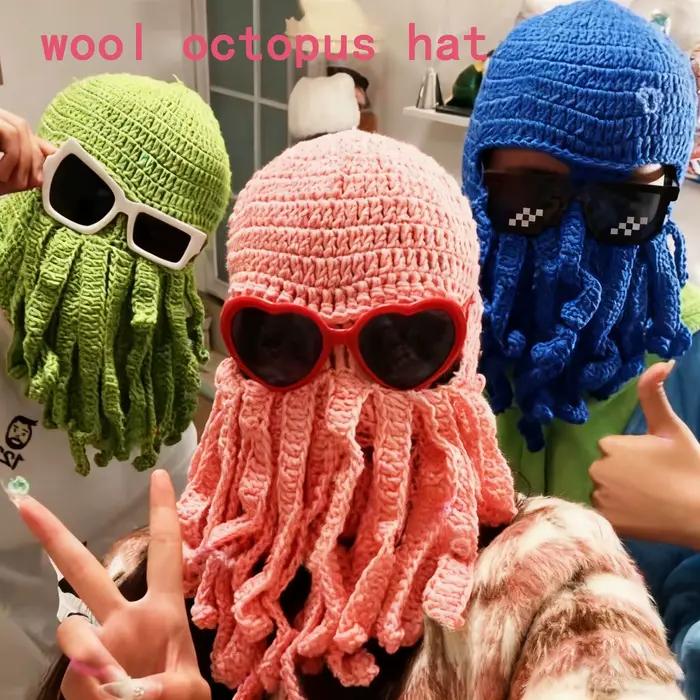 Chapeau de poulpe tricoté à la main fantaisiste