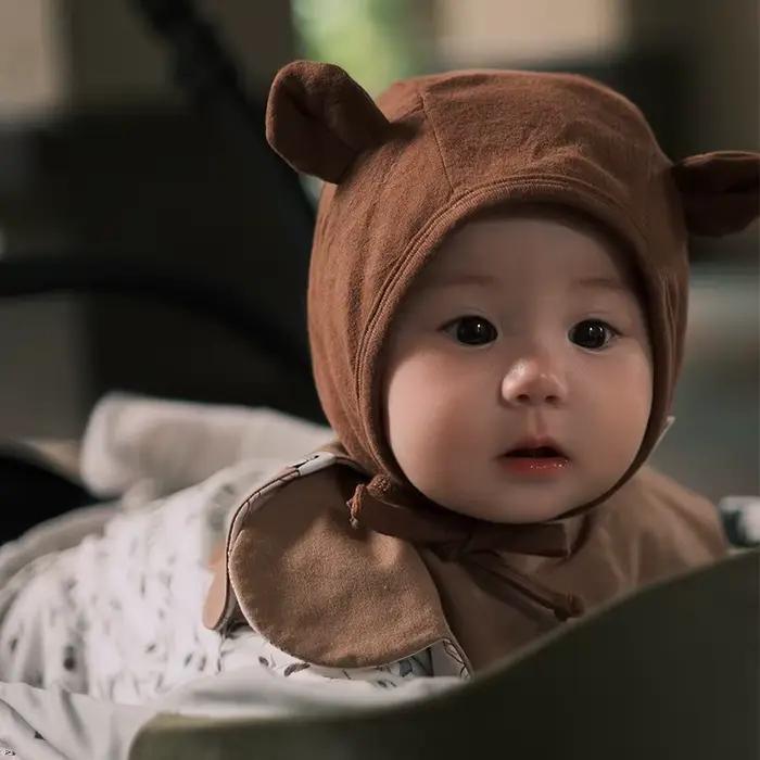 Chapeau d'ours mignon en coton tricoté pour bébé unisexe toutes saisons occasions spéciales photos de nouveau-né