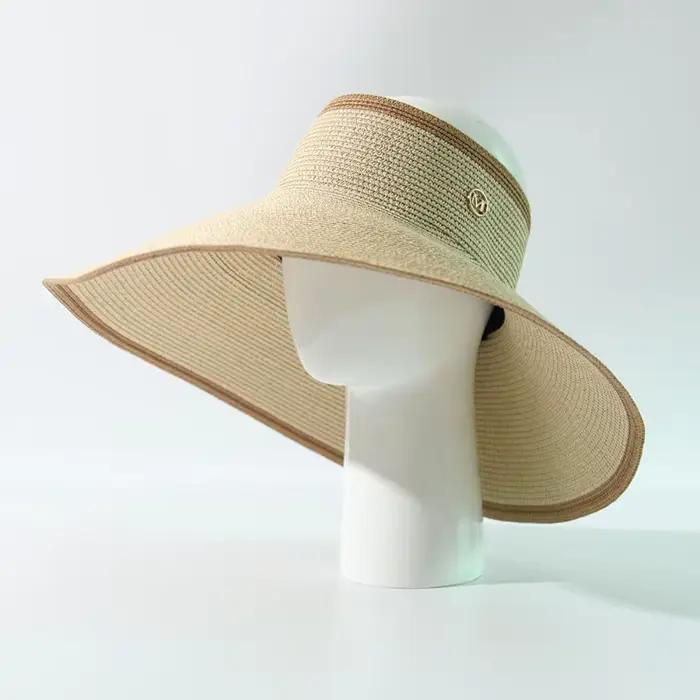 Chapeau de paille à large bord style européen et américain pour femme
