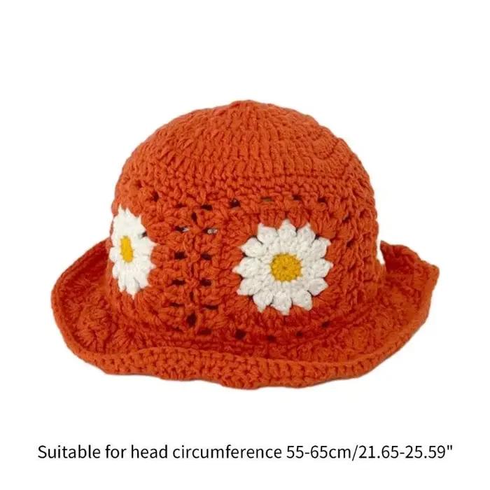 39BD – chapeau seau printemps pour casquette pêcheur en Crochet à fleurs