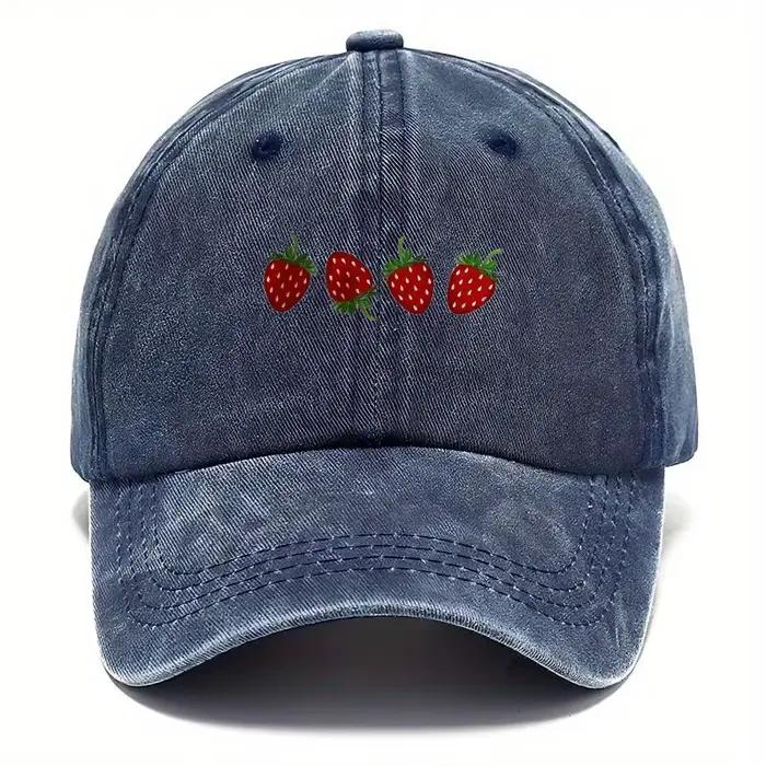 Casquette de baseball imprimée fraises avec visière réglable