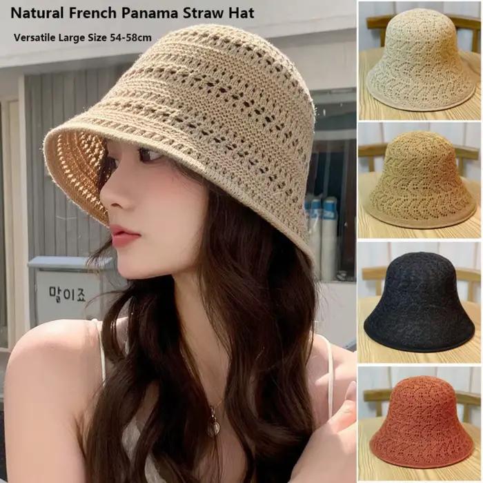Bandeau de paille Panama naturel pour femme, chapeau de plage d'été à large bord, polyvalent et élégant pour diverses occasions