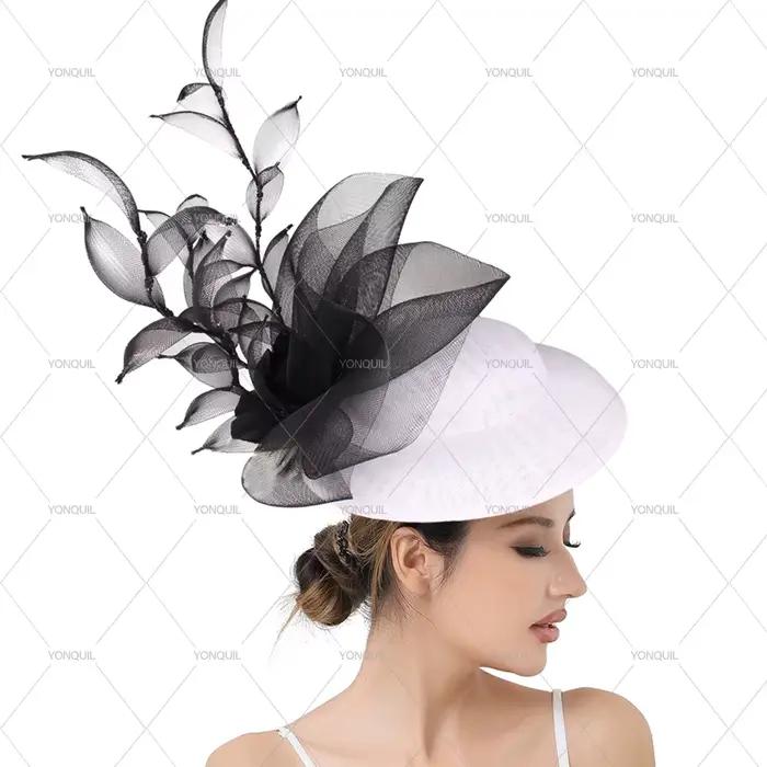 Chapeau Sinamay à grandes fleurs dorées pour femmes