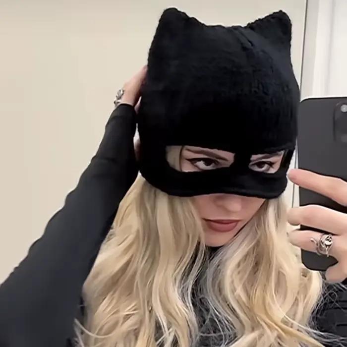 Masque de chauve-souris pour femmes tricoté polyester multifonctionalité costume cosplay Halloween mascarade fantaisie occassions nocturne bandit
