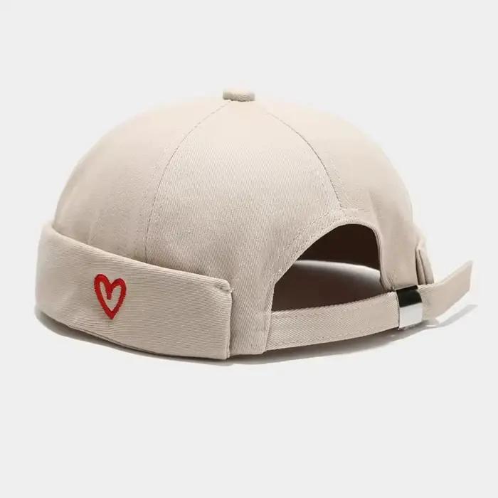 Casquette Docker Vintage en Coton avec Étiquette Cœur Amour