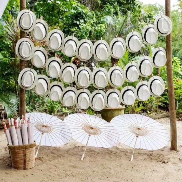 Chapeaux de soleil Panama à bord court pour mariage