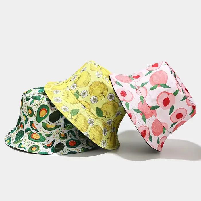 Chapeau de pêcheur unisexe à motif de Fruit créatif, nouvelle casquette seau double face, Protection Uv, Panama, chapeaux de plage pour filles
