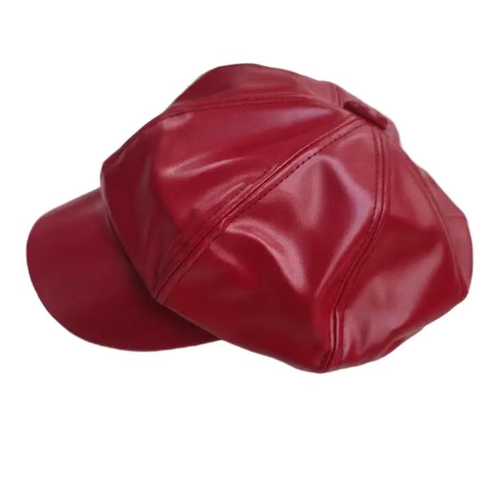 Nouveau chapeau octogonal en cuir Pu de Style coréen pour hommes et femmes