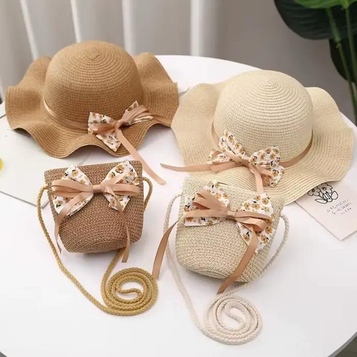 Chapeau de paille respirant à grand bord pour enfants