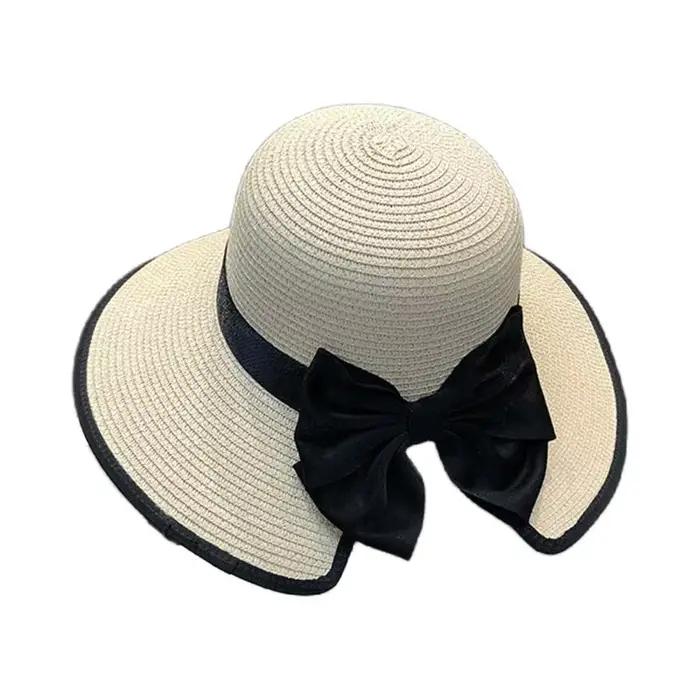 Chapeau paille à nœud papillon multi-usage 39BD