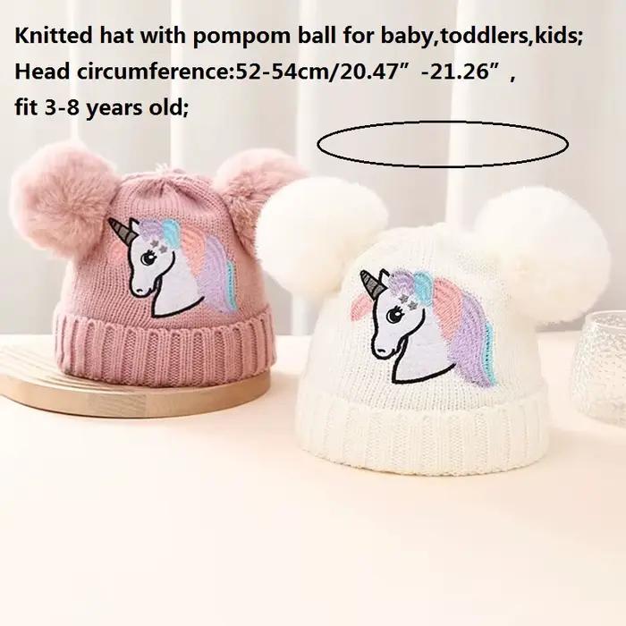 Nouveau cheval pompon boule chapeau pour enfants chaud hiver bébé