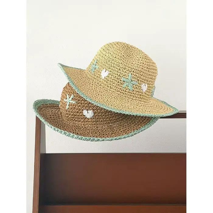 Chapeaux de paille colorés à fleurs pour femmes