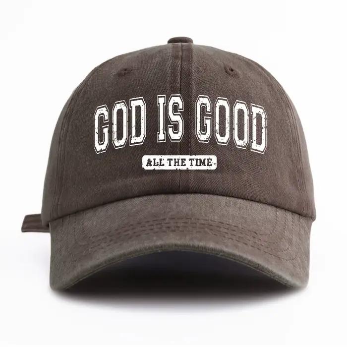 GOD IS GOOD Chapeau de baseball imprimé délavé à l'eau Simple