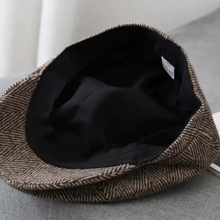 Chapeau octogonal rétro pour homme en polyester, style sport, adapté aux extérieurs, pour hommes de 25 à 59 ans, tendance artistique et vintage, pour automne et hiver