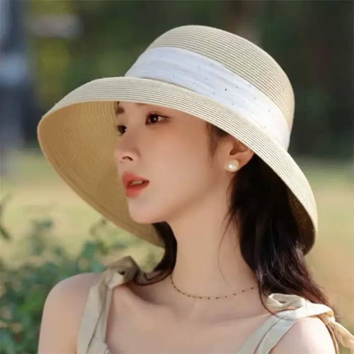 Chapeau de paille élégant style bohème en raphia
