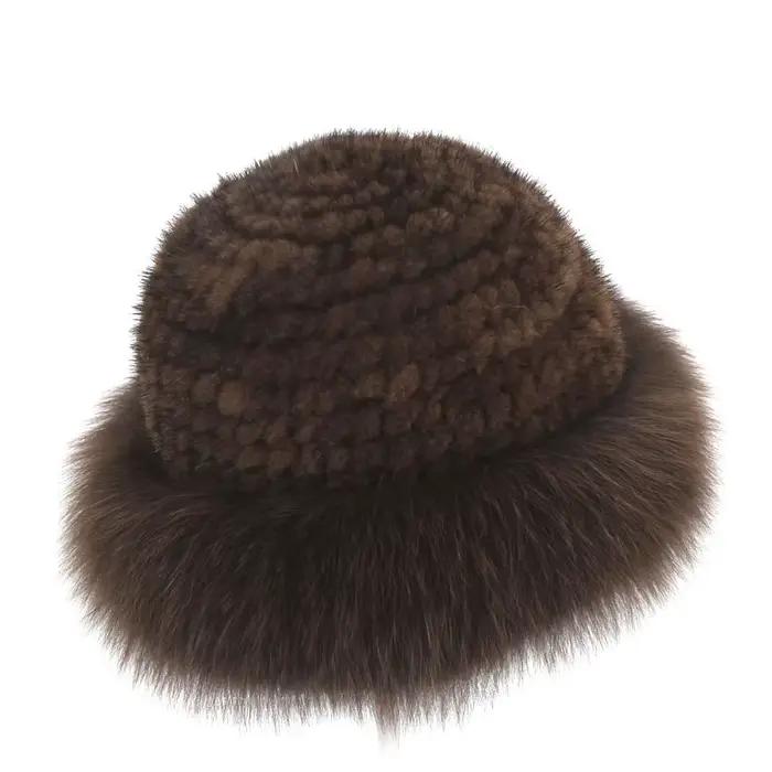 Chapeau d'hiver en fourrure véritable pour femme