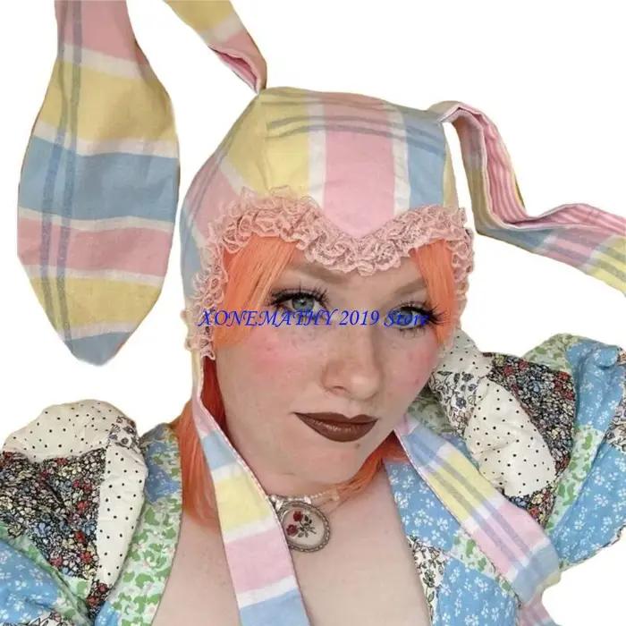 F42F grand chapeau lapin oreilles corne d'Halloween bonnet