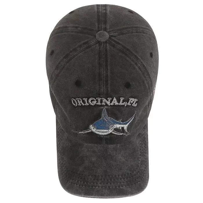 Casquette de baseball requin brodée délavée de dessin animé populaire