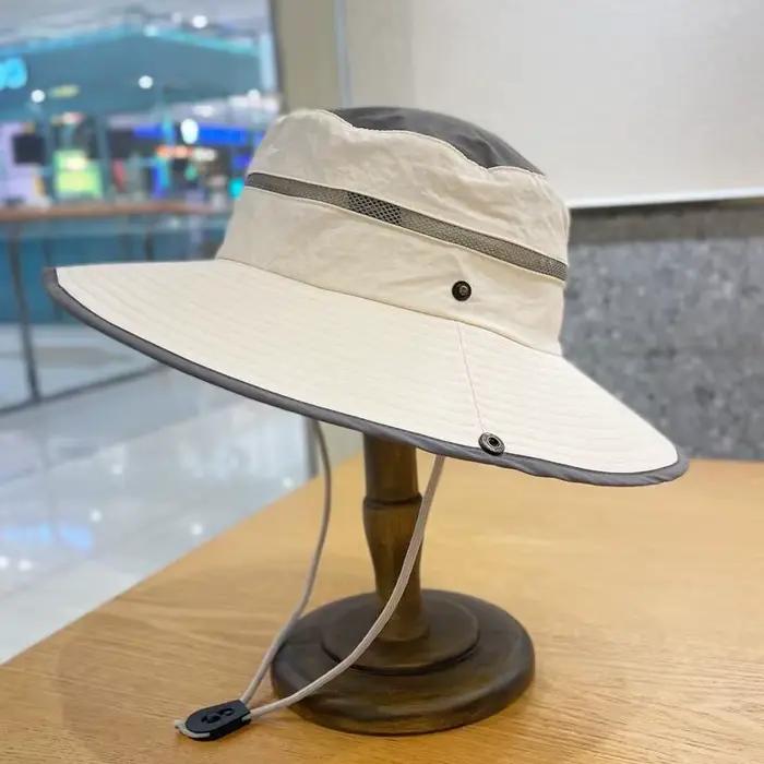 Chapeau de pêcheur d'extérieur respirant en maille à large bord pour hommes