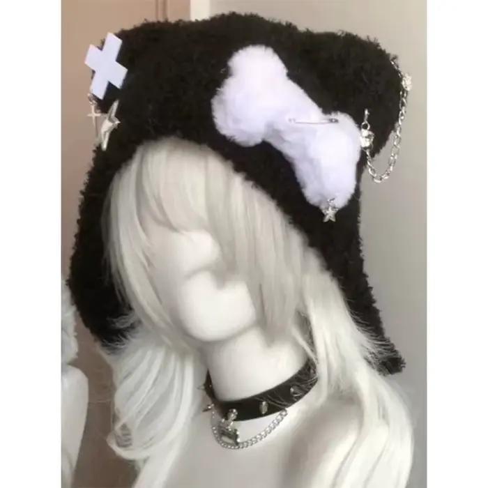 Chapeau tricoté gothique japonais Y2K