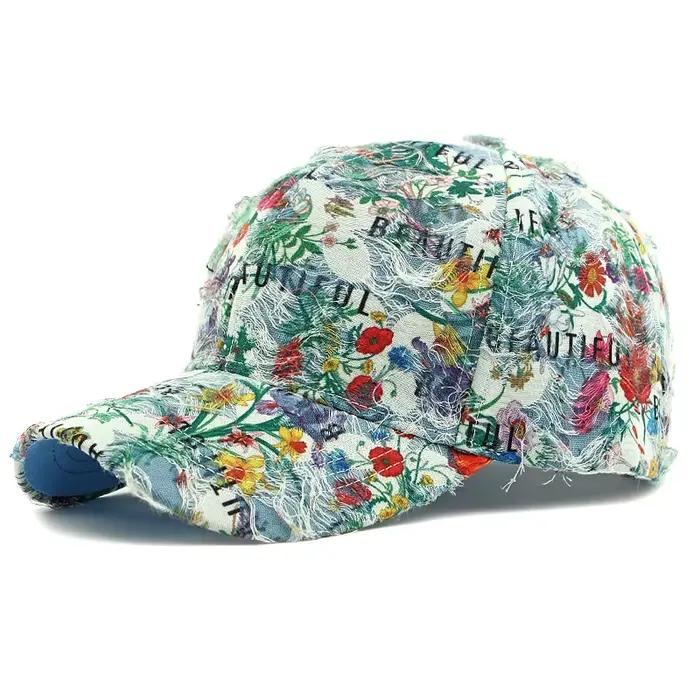 Casquette de baseball imprimée florale pour femmes