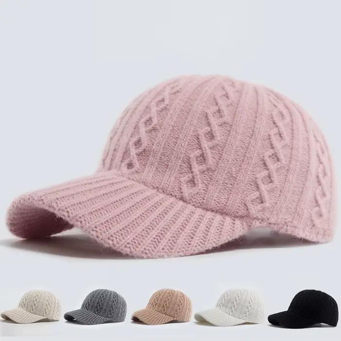 Nouvelle casquette de Baseball tricotée femmes mode hommes automne hiver chapeau chaud Vintage casquettes décontractées pour dames Snapback femme réglable