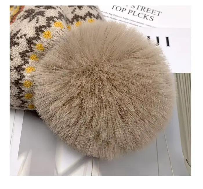 Boule de cheveux chaude hiver cachemire chaud coupe-vent laine chapeau mode noël flocon de neige
