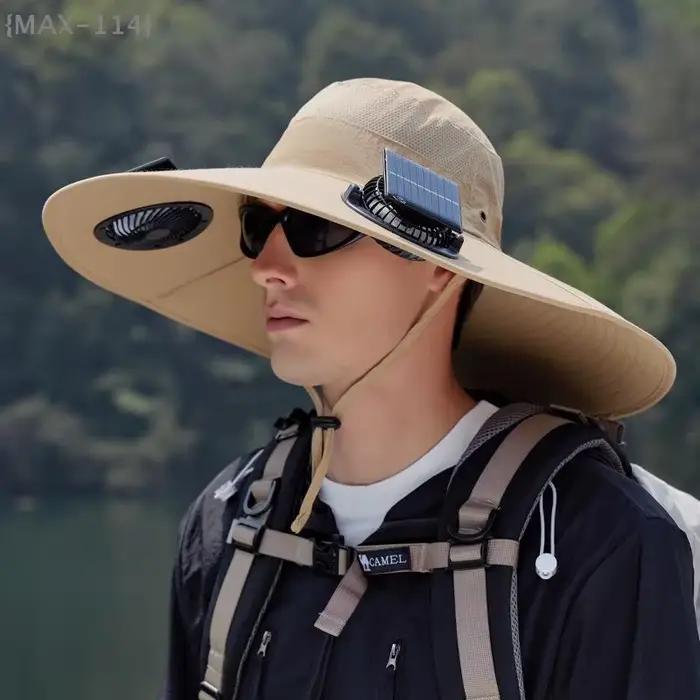 【MAX-114】Chapeau de pêche d'extérieur avec ventilateur solaire USB rechargeable