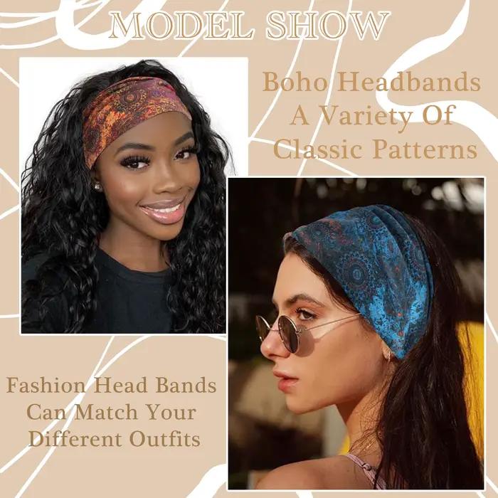 Boho bandeaux pour femmes noué large bandeau Turban Yoga entraînement