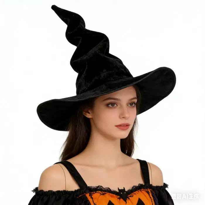 Chapeau de sorcière en velours confortable noir
