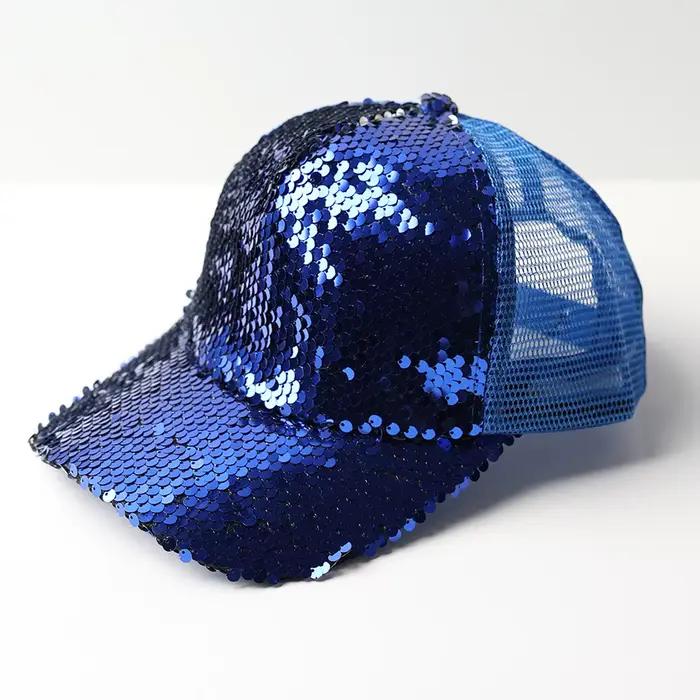 Casquette de baseball respirante en maille à paillettes pour femmes