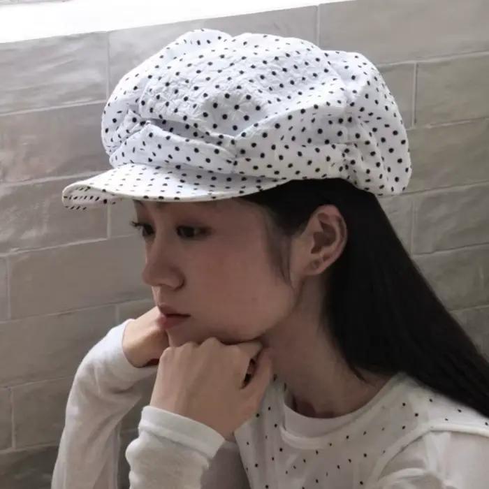 Bérets pour femmes mignon à pois nuageux rides Kawaii chapeaux coréen Simple à la mode