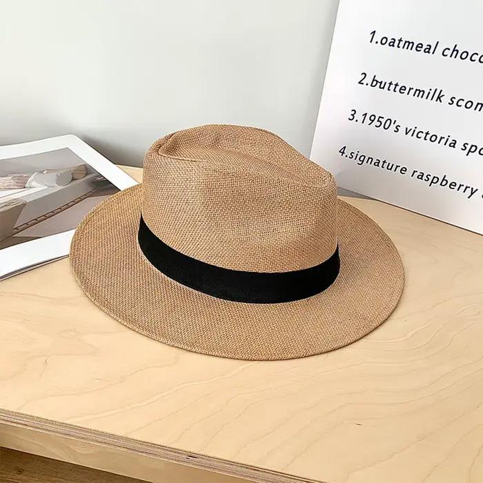 Chapeau de soleil en paille protection UV large bord pour femmes et hommes occasion plage voyage activité extérieure