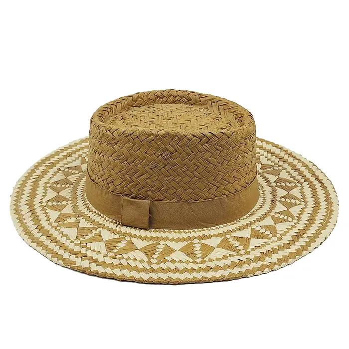 Chapeau de Paille Géométrique Rétro pour Femme