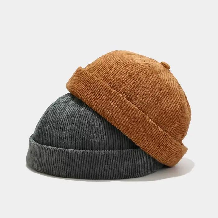 Casquette sans bords en velours côtelé pour hommes et femmes