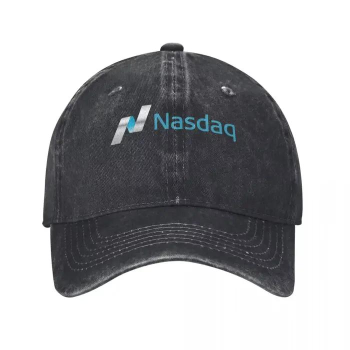 Logo Nasdaq, chapeau de camionneur demin à Texture tricotée