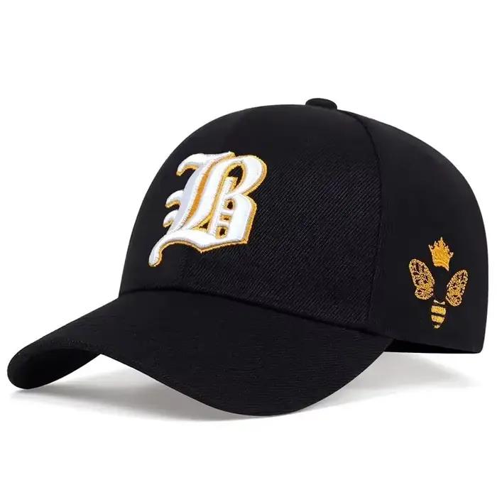 Casquettes de Baseball unisexes avec lettres gothiques brodées d'abeille latérales