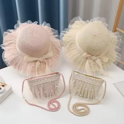 Chapeau de paille pour bébé fille de 3 à 6 ans