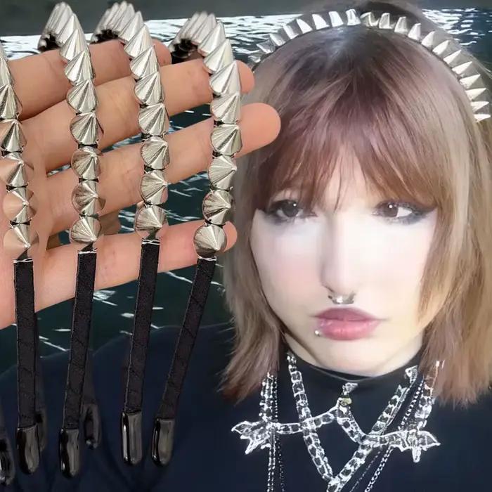 Y2K Punk Rivet Rock bandeau Spike bandeau