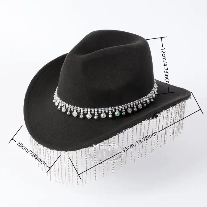 Chapeau de Cowgirl avec pompon en strass pour femmes
